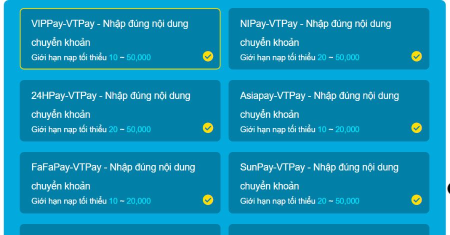 Tổng hợp các cách thức nạp tiền VTPay